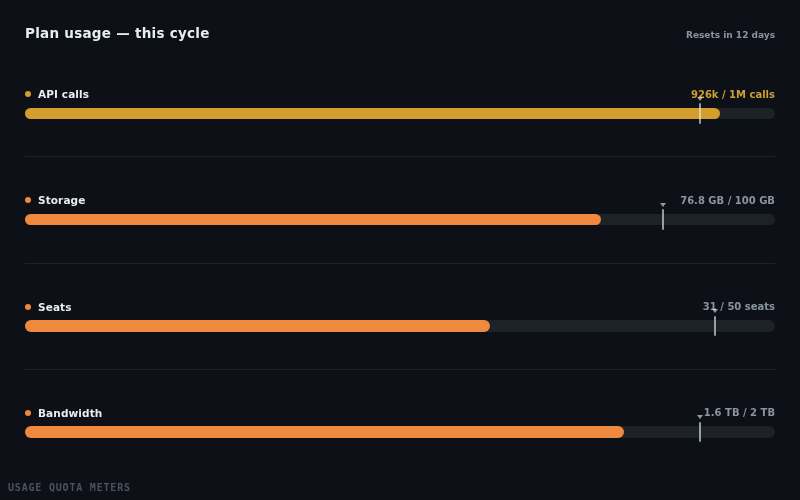 Usage Quota Meters — animated component preview