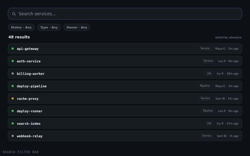 Search & Filter Bar — animated component preview