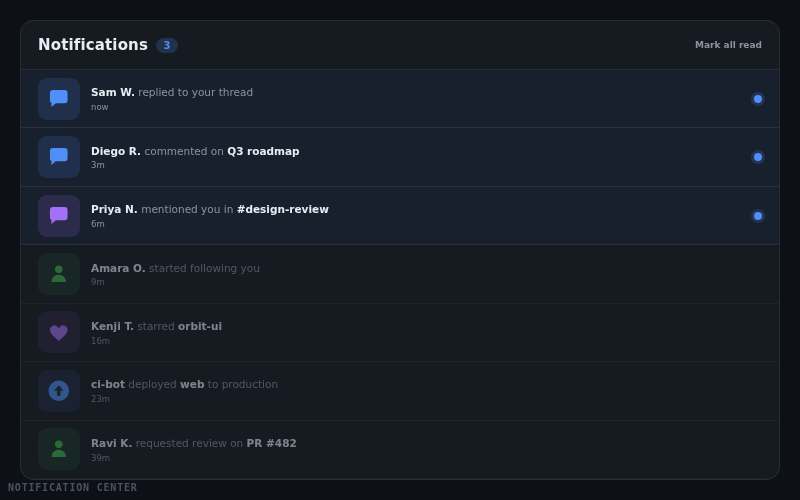 Notification Center — animated component preview
