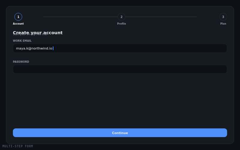 Multi-Step Form — animated component preview