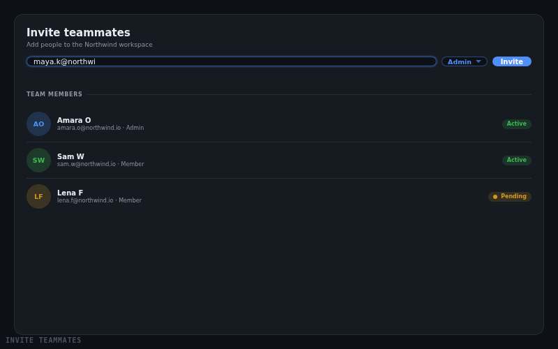 Invite Teammates — animated component preview
